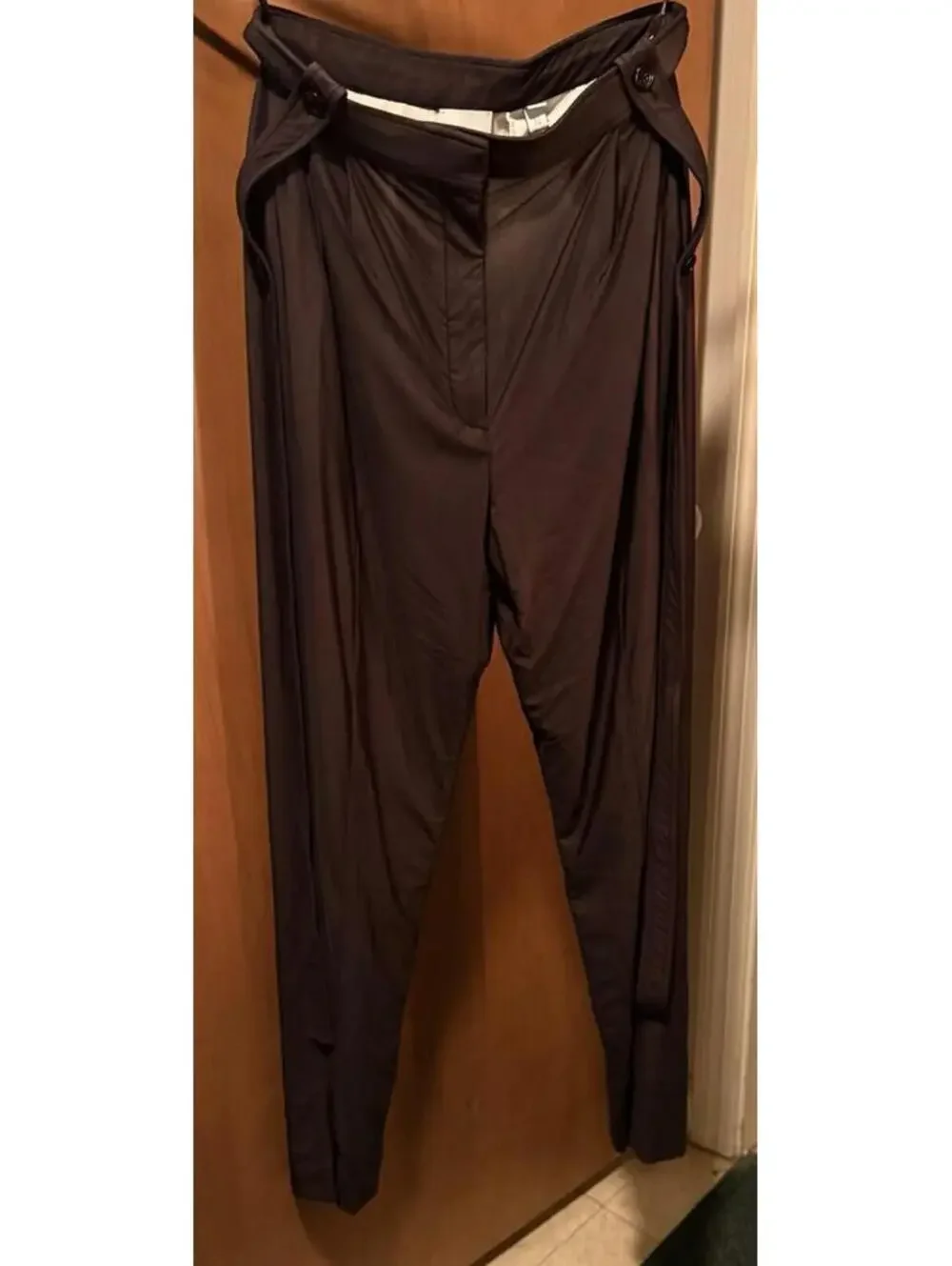 Burberry Women’s Black Chiffon And Jersey Tailored Trousers With Strap Detail... - Picture 3 of 16
